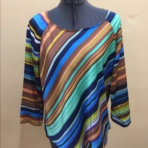 Sunny Leigh ladies striped 3/4 length sleeve